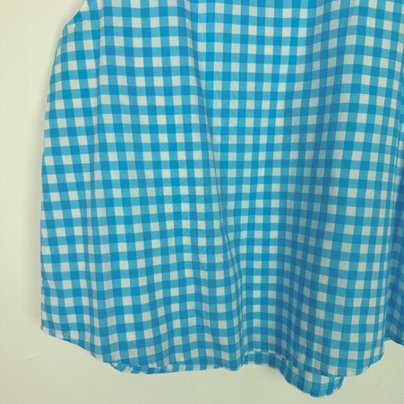 J. Crew Factory High-Neck Swing Top Sleeveless Blue Gingham Size Medium M - Picture 10 of 11